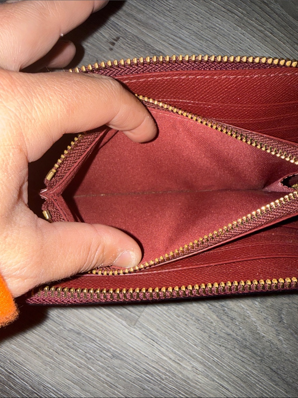 Coach Metallic Burgundy Zip Around Wallet with Gold Logo - Picture 5 of 5